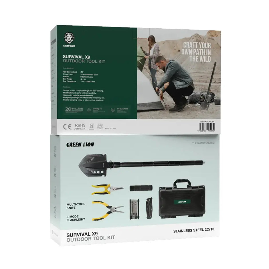 ערכת כלי הישרדות Green Lion Survival X9 Outdoor Tool Kit – שחור 🌲🛠️