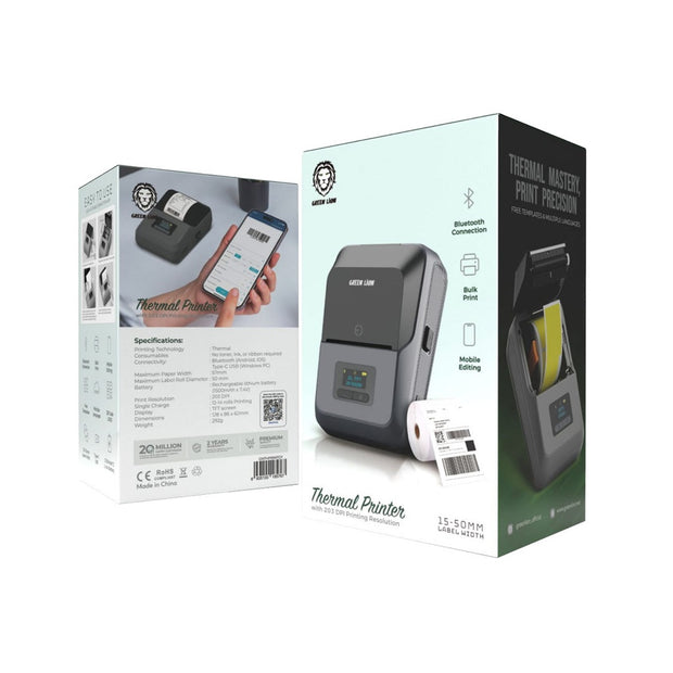 מדפסת תרמית חכמה Green Lion Thermal Printer – אפור 🖨️💼✨