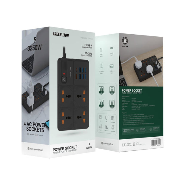 שקע חכם Green Lion UK Power Socket – שחור 🔌🖤