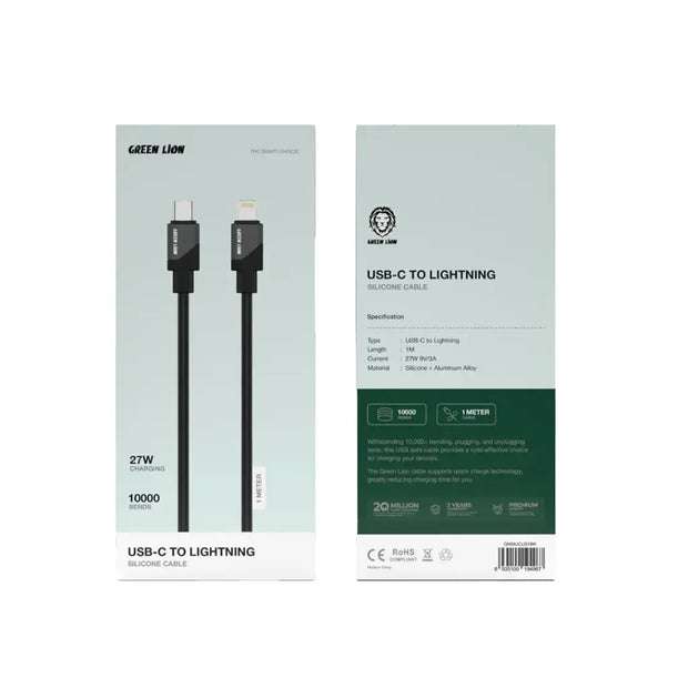 כבל סיליקון Green Lion USB-C ל-Lightning – שחור