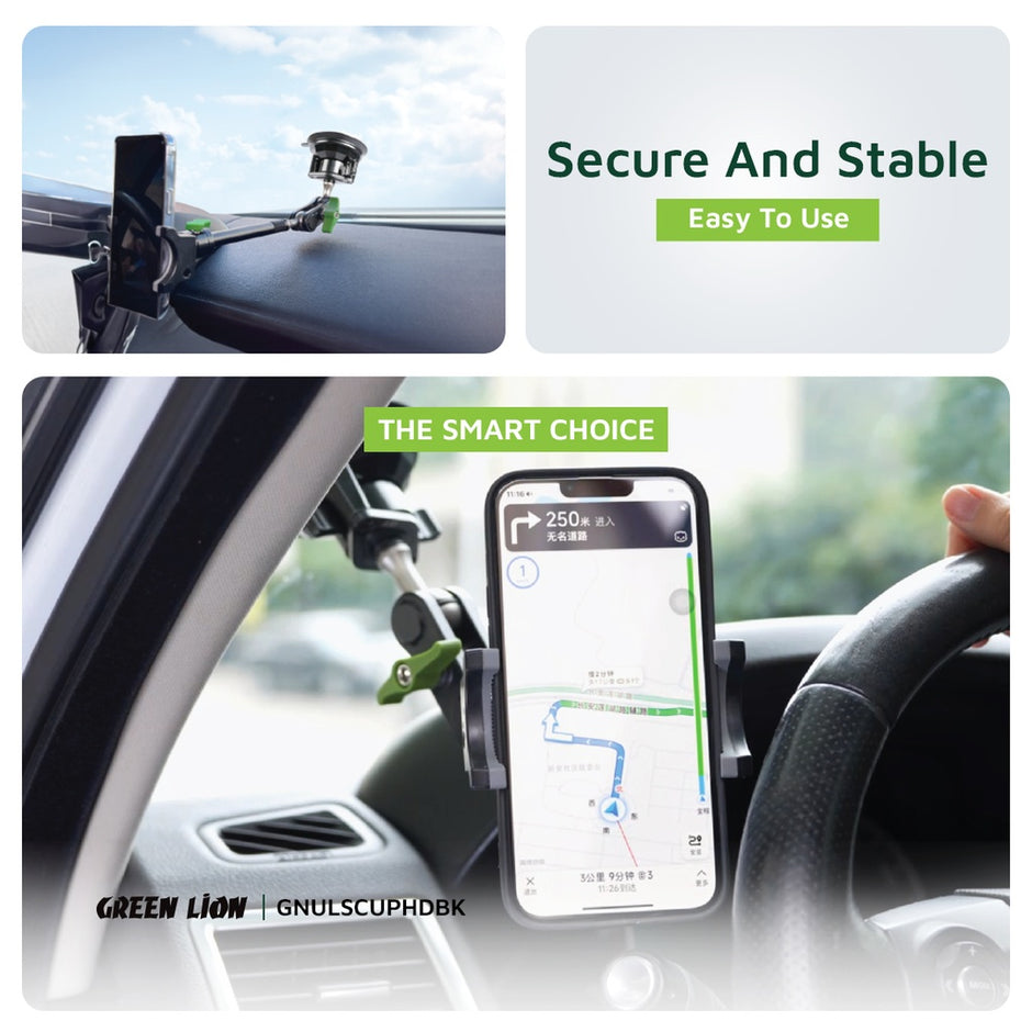 מחזיק טלפון אוניברסלי Green Lion Ultimate Phone Holder with Suction Cup Mount 4.5″–7.2″ – שחור
