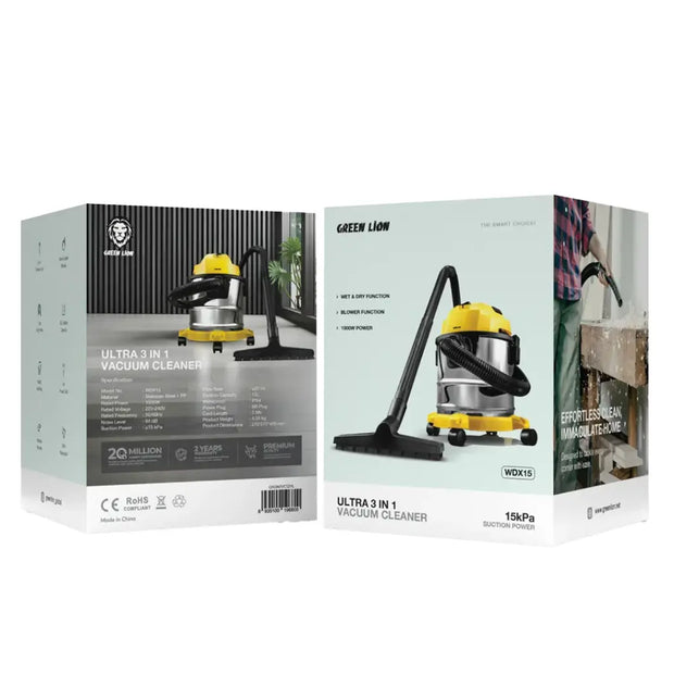 שואב אבק Green Lion Ultra 3 ב-1 בנפח 12 ליטר – צהוב