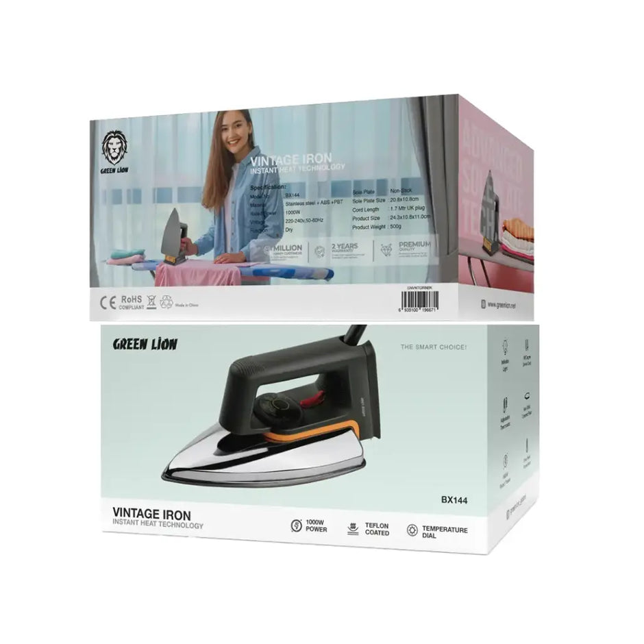 Green Lion Vintage Iron 1000W – Black and Silver