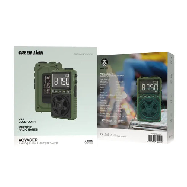 רדיו נייד ורמקול Green Lion Voyager – ירוק 📻🔊🌿