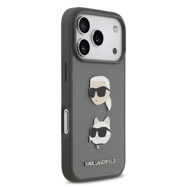 Karl Lagerfeld Luxury Full Wrapped Saffiano Leather Case – iPhone 17 Pro Max | Grey