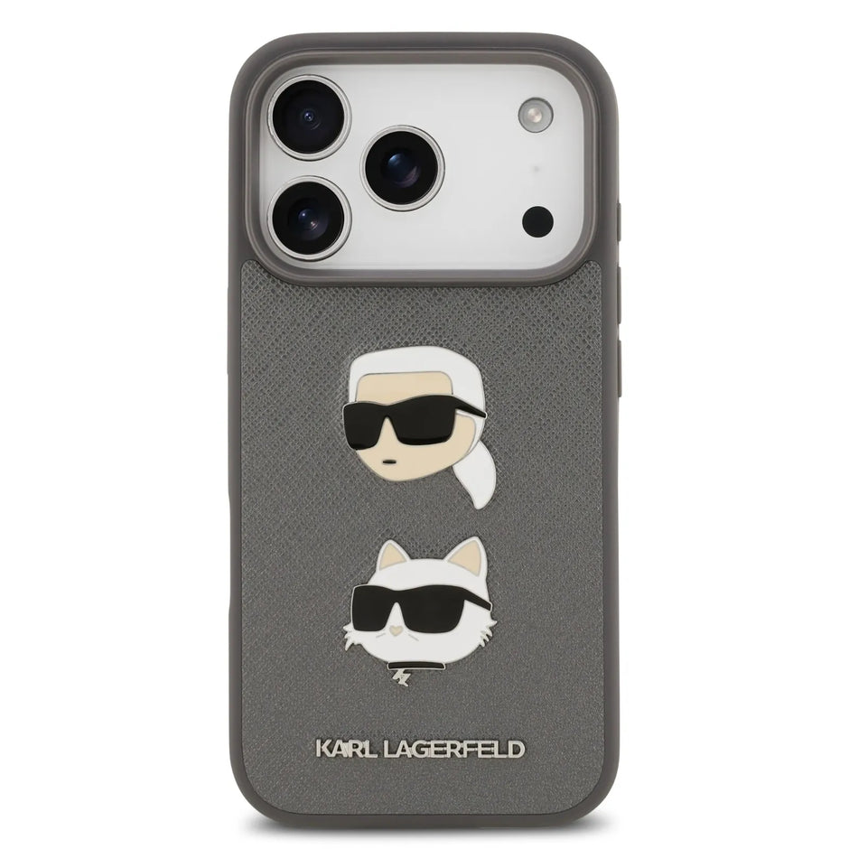 Karl Lagerfeld Luxury Full Wrapped Saffiano Leather Case – iPhone 17 Pro Max | Grey