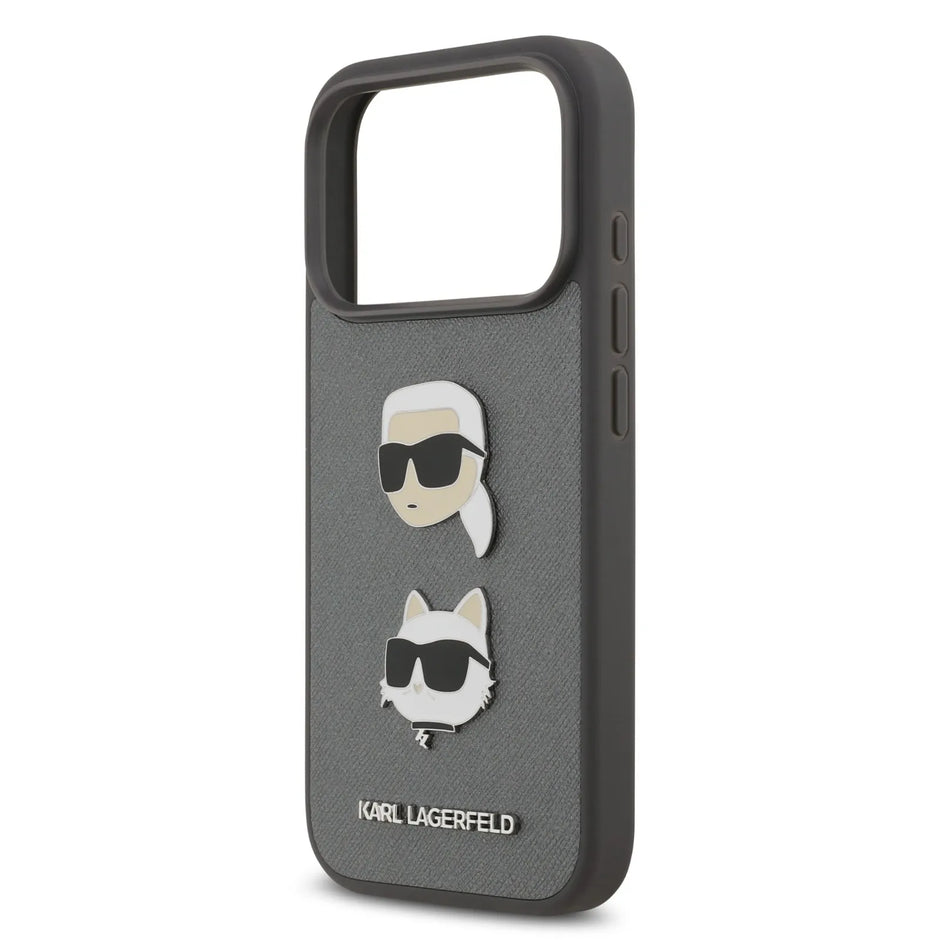 Karl Lagerfeld Luxury Full Wrapped Saffiano Leather Case – iPhone 17 Pro Max | Grey