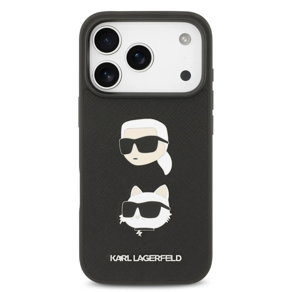 Karl Lagerfeld Luxury Full Wrapped Saffiano Leather Case – iPhone 17 Pro Max | Black