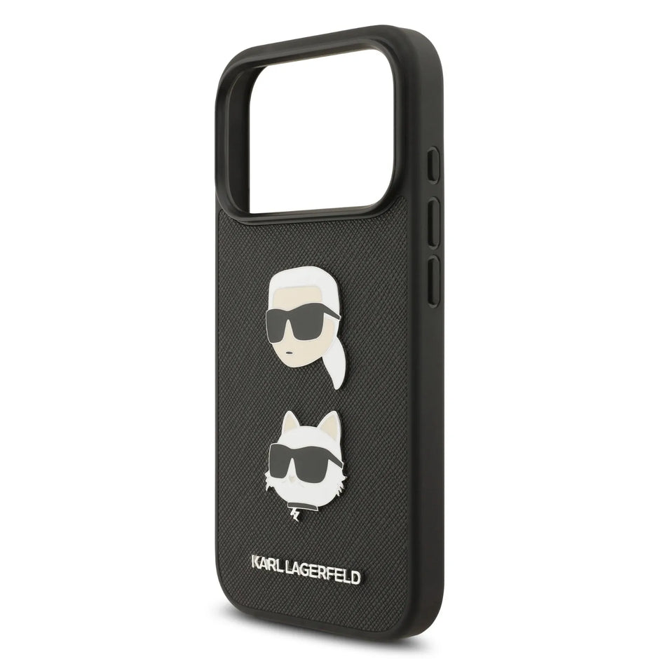 Karl Lagerfeld Luxury Full Wrapped Saffiano Leather Case – iPhone 17 Pro Max | Black