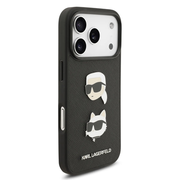Karl Lagerfeld Luxury Full Wrapped Saffiano Leather Case – iPhone 17 Pro Max | Black