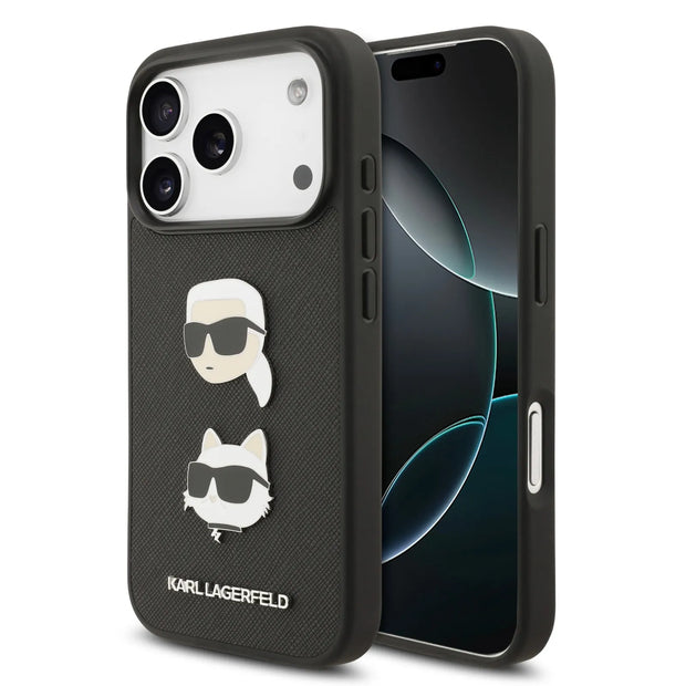 Karl Lagerfeld Luxury Full Wrapped Saffiano Leather Case – iPhone 17 Pro Max | Black