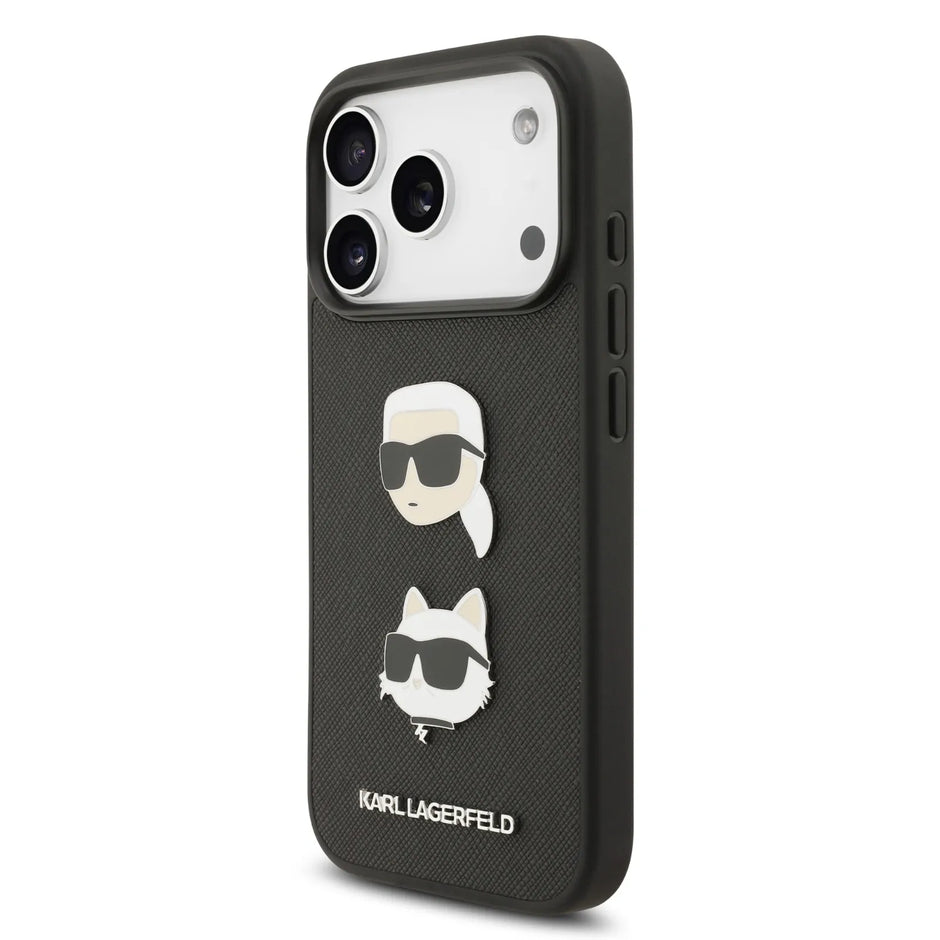 Karl Lagerfeld Luxury Full Wrapped Saffiano Leather Case – iPhone 17 Pro Max | Black