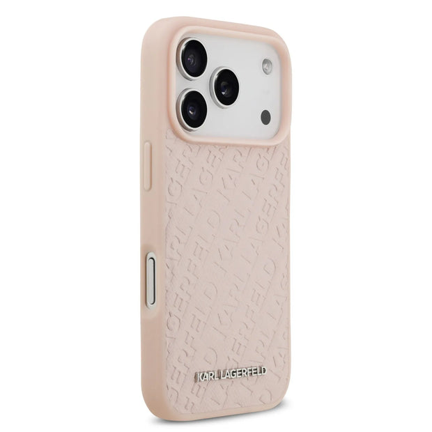 Karl Lagerfeld Luxury MagSafe Full Wrapped PU Leather Case – iPhone 17 Pro | Pink