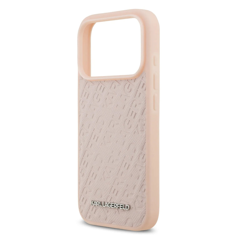 Karl Lagerfeld Luxury MagSafe Full Wrapped PU Leather Case – iPhone 17 Pro | Pink