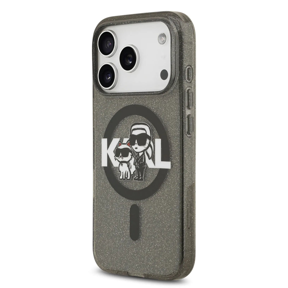 Karl Lagerfeld Luxury MagSafe IML Glitter Case – iPhone 17 Pro Max | Black