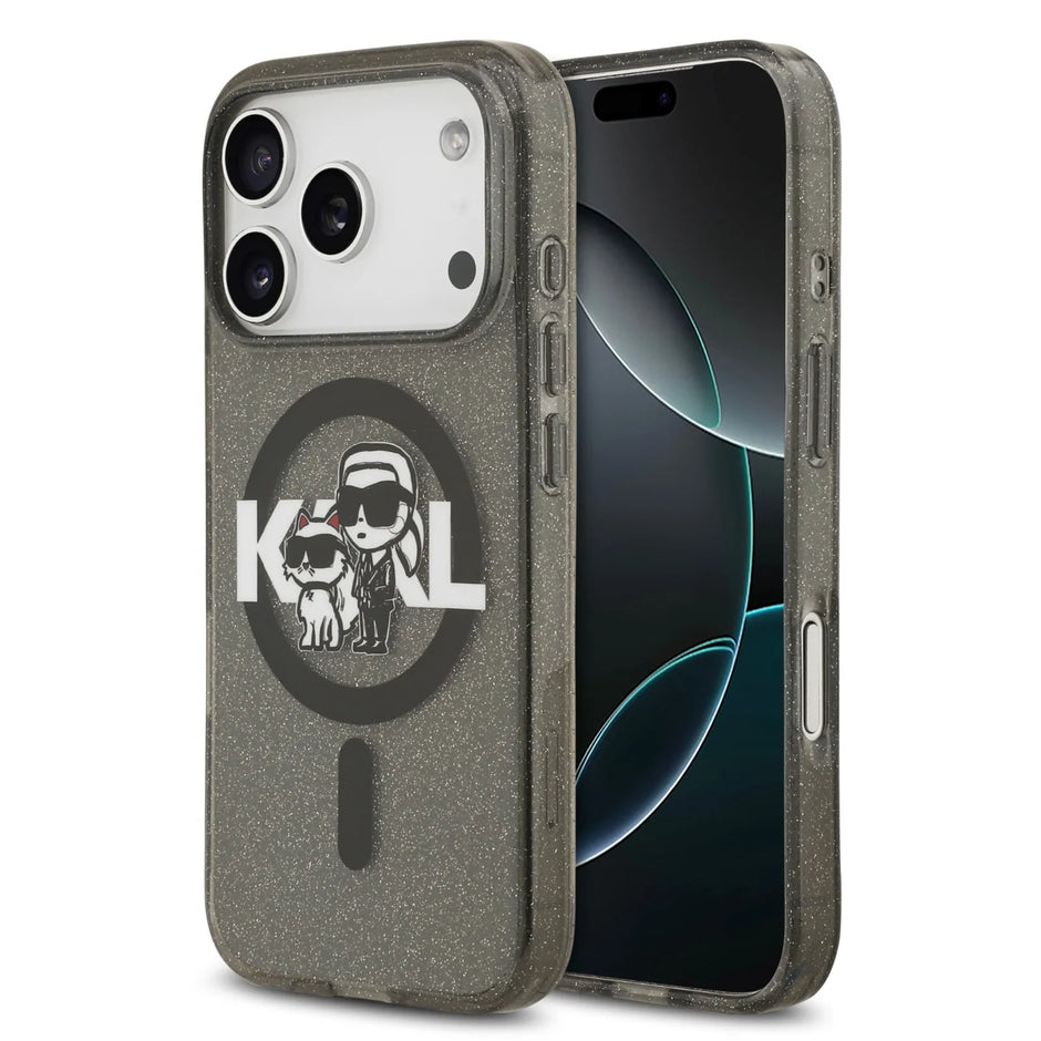 Karl Lagerfeld Luxury MagSafe IML Glitter Case – iPhone 17 Pro Max | Black
