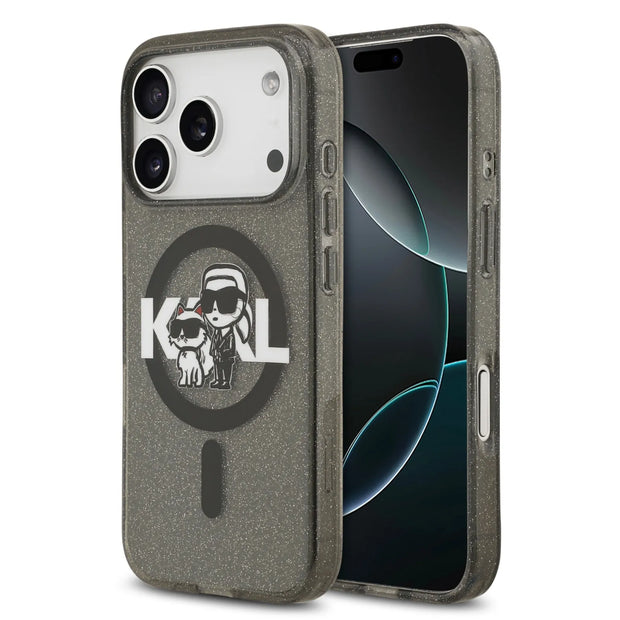 Karl Lagerfeld Luxury MagSafe IML Glitter Case – iPhone 17 Pro Max | Black