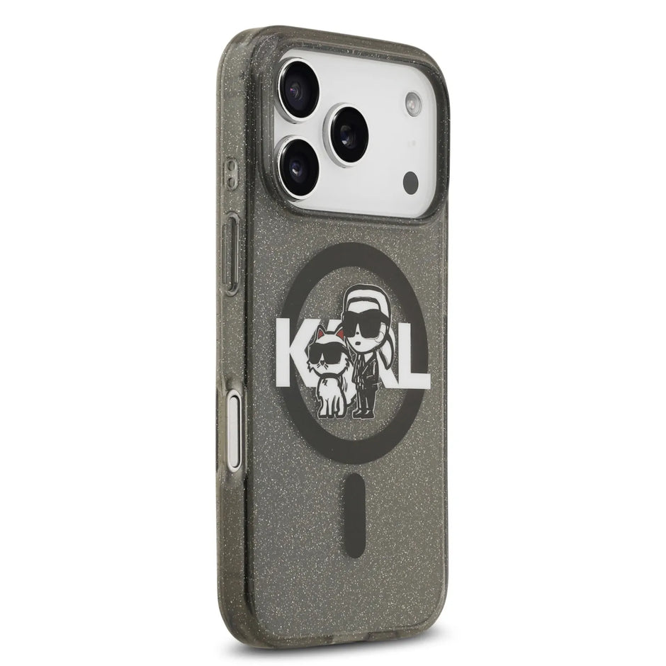 Karl Lagerfeld Luxury MagSafe IML Glitter Case – iPhone 17 Pro Max | Black