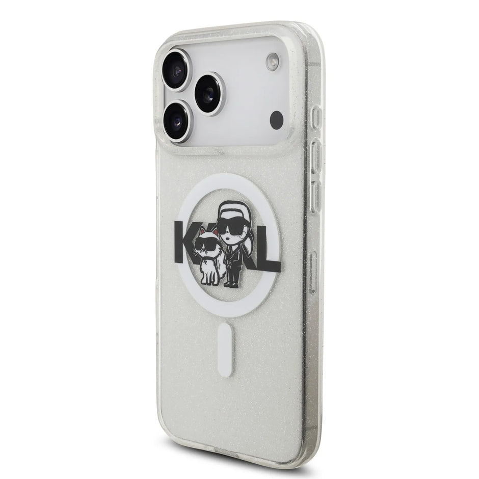 Karl Lagerfeld Luxury MagSafe IML Glitter Case – iPhone 17 Pro Max | Transparent