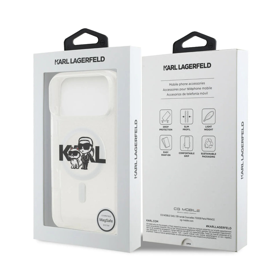 Karl Lagerfeld Luxury MagSafe IML Glitter Case – iPhone 17 Pro Max | Transparent
