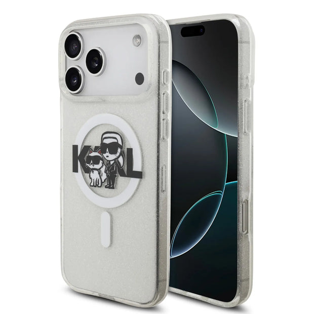 Karl Lagerfeld Luxury MagSafe IML Glitter Case – iPhone 17 Pro Max | Transparent