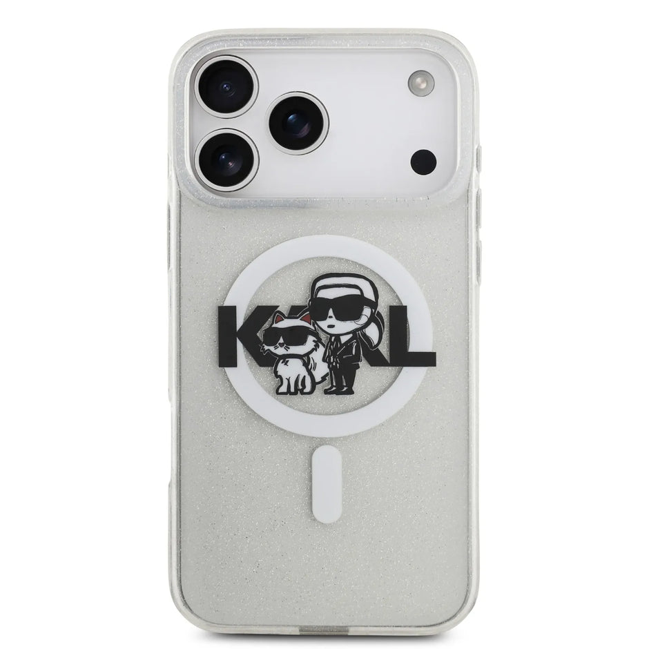 Karl Lagerfeld Luxury MagSafe IML Glitter Case – iPhone 17 Pro Max | Transparent