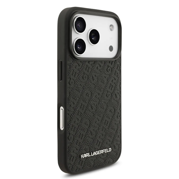 Karl Lagerfeld Luxury MagSafe Full Wrapped PU Leather Case – iPhone 17 Pro Max | Black