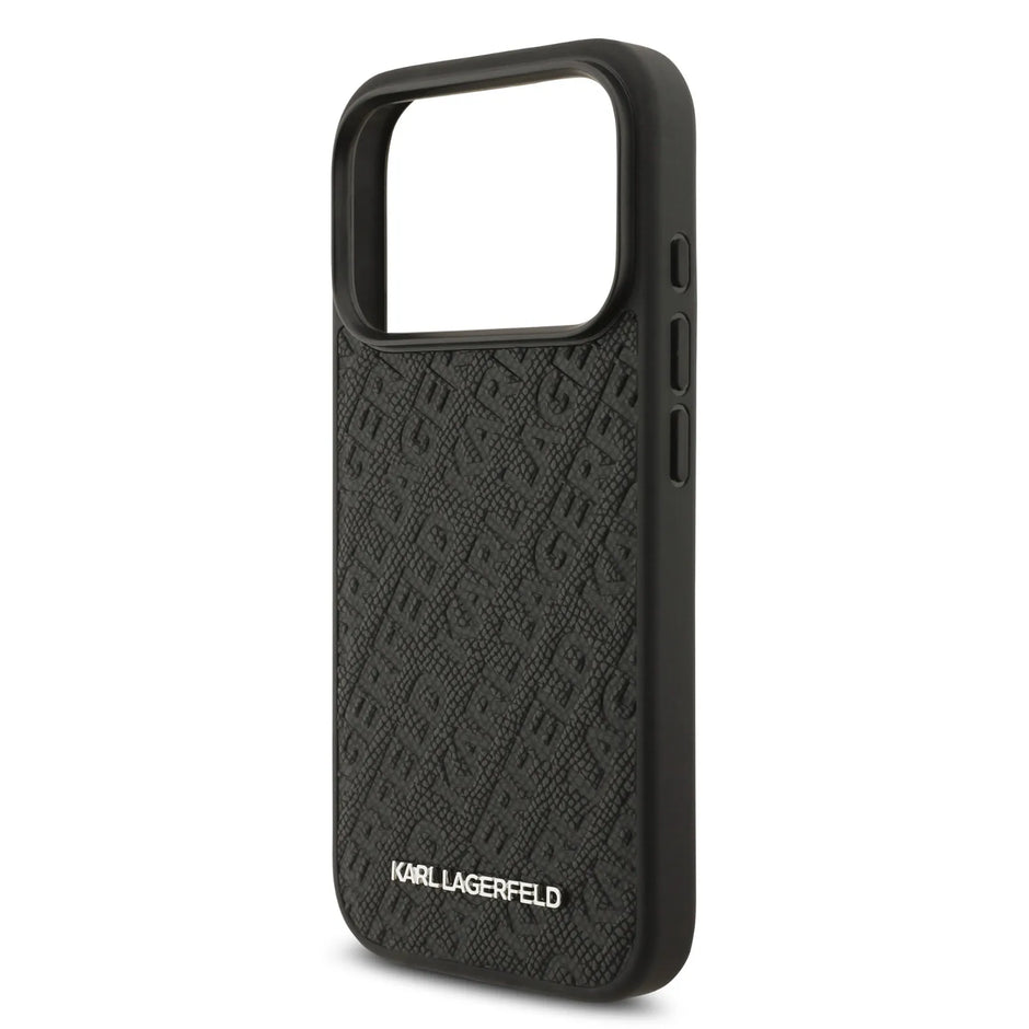 Karl Lagerfeld Luxury MagSafe Full Wrapped PU Leather Case – iPhone 17 Pro Max | Black