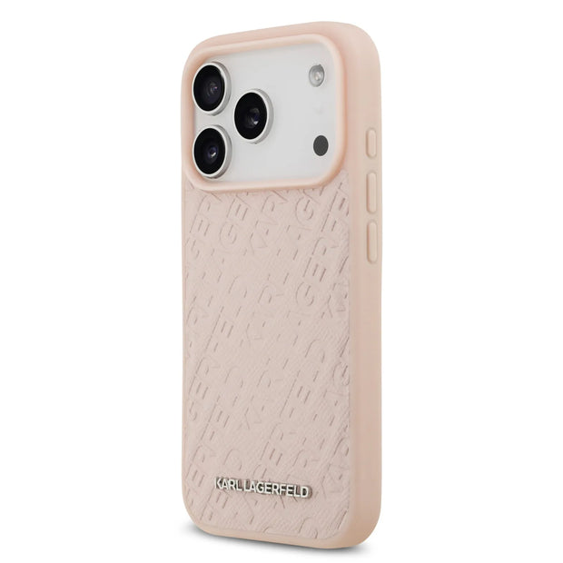 Karl Lagerfeld Luxury MagSafe Full Wrapped PU Leather Case – iPhone 17 Pro Max | Pink