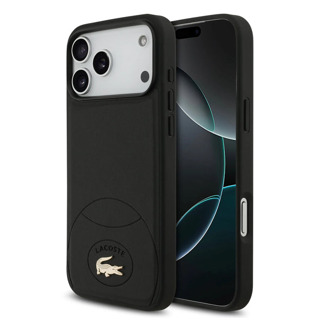 Lacoste Luxury MagSafe PU Leather Hard Case – iPhone 17 Pro Max | Black