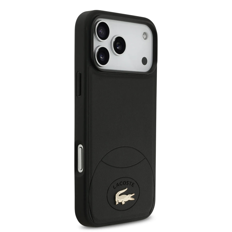Lacoste Luxury MagSafe PU Leather Hard Case – iPhone 17 Pro Max | Black