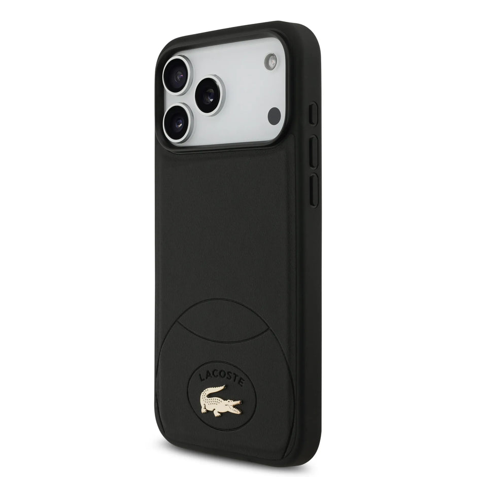 Lacoste Luxury MagSafe PU Leather Hard Case – iPhone 17 Pro Max | Black