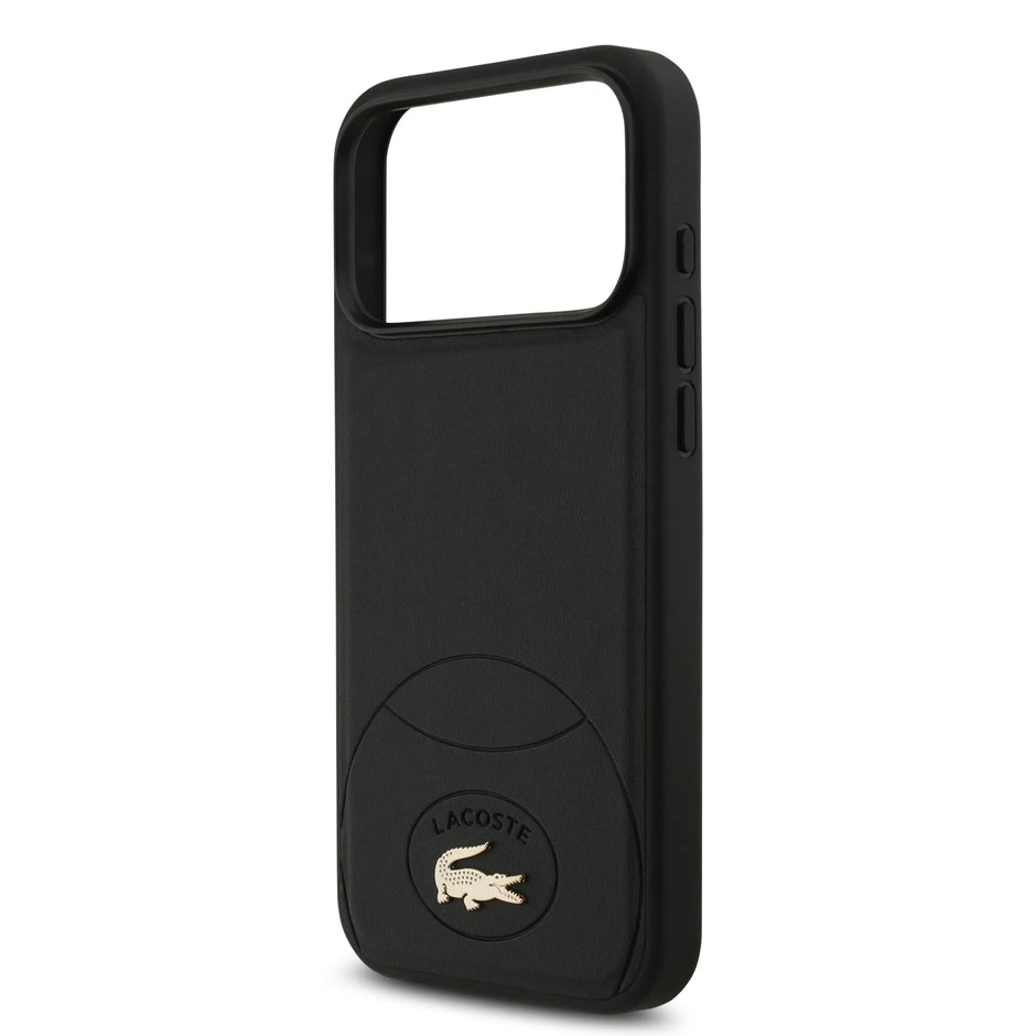 Lacoste Luxury MagSafe PU Leather Hard Case – iPhone 17 Pro Max | Black