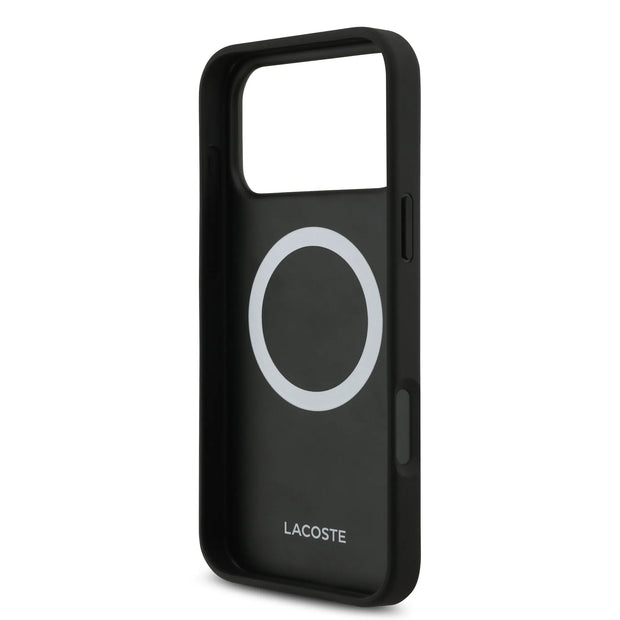 Lacoste Luxury MagSafe PU Leather Hard Case – iPhone 17 Pro Max | Black