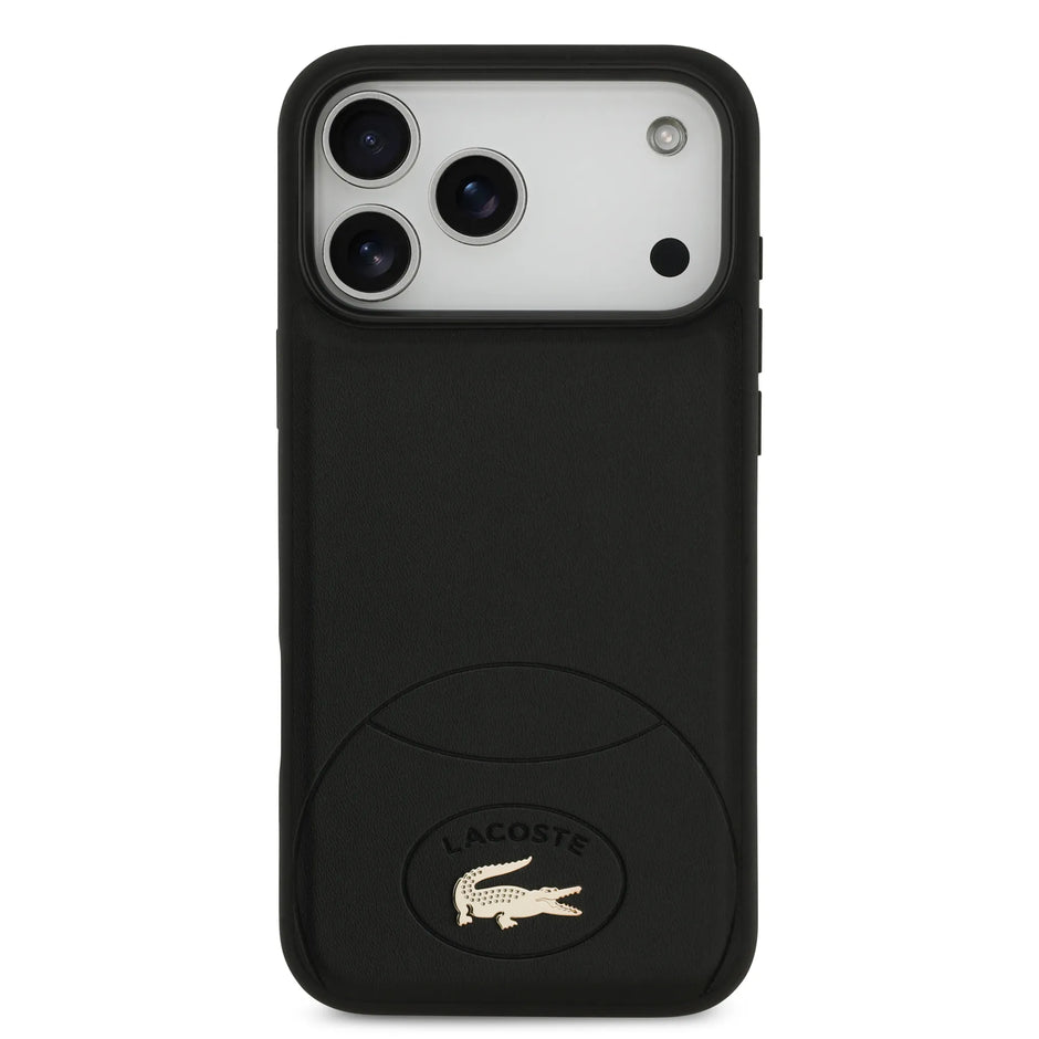 Lacoste Luxury MagSafe PU Leather Hard Case – iPhone 17 Pro Max | Black