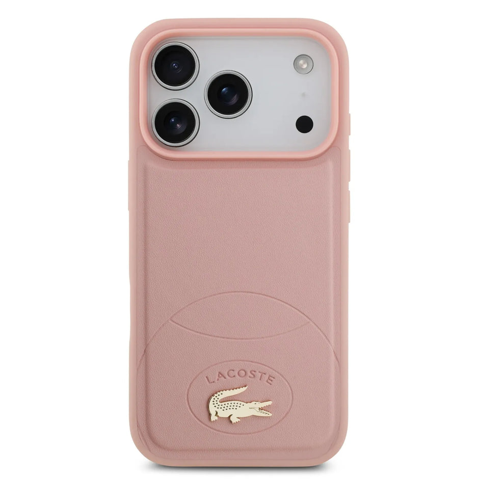 Lacoste Luxury MagSafe PU Leather Hard Case – iPhone 17 Pro Max | Pink