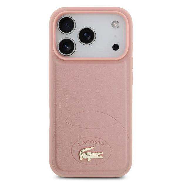Lacoste Luxury MagSafe PU Leather Hard Case – iPhone 17 Pro Max | Pink
