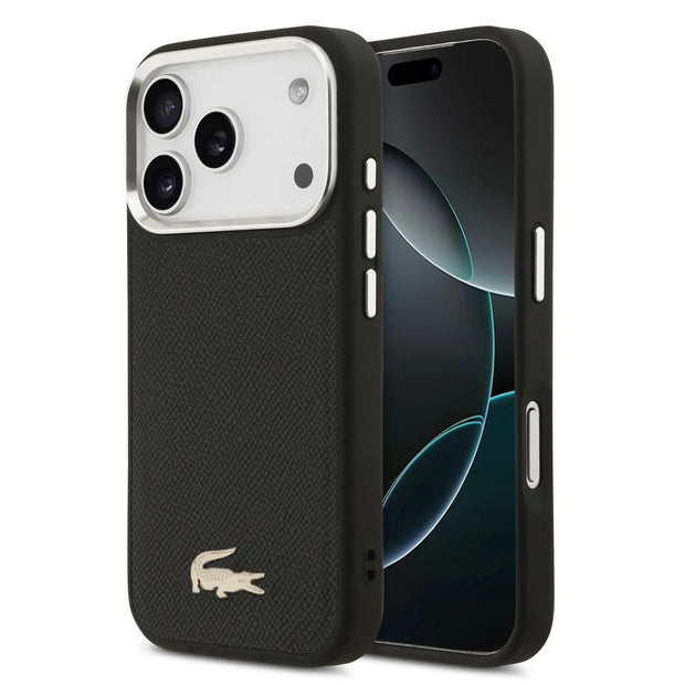 Lacoste Luxury MagSafe PU Leather Hard Case – iPhone 17 Pro Max | Black