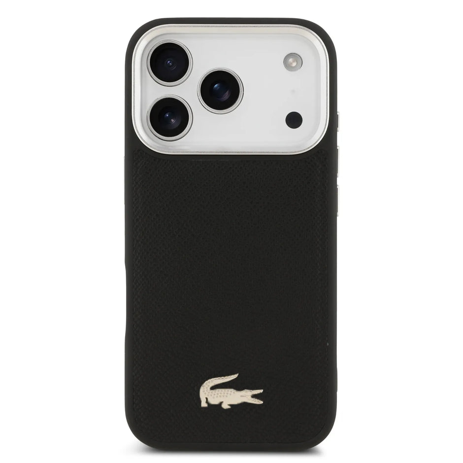 Lacoste Luxury MagSafe PU Leather Hard Case – iPhone 17 Pro Max | Black