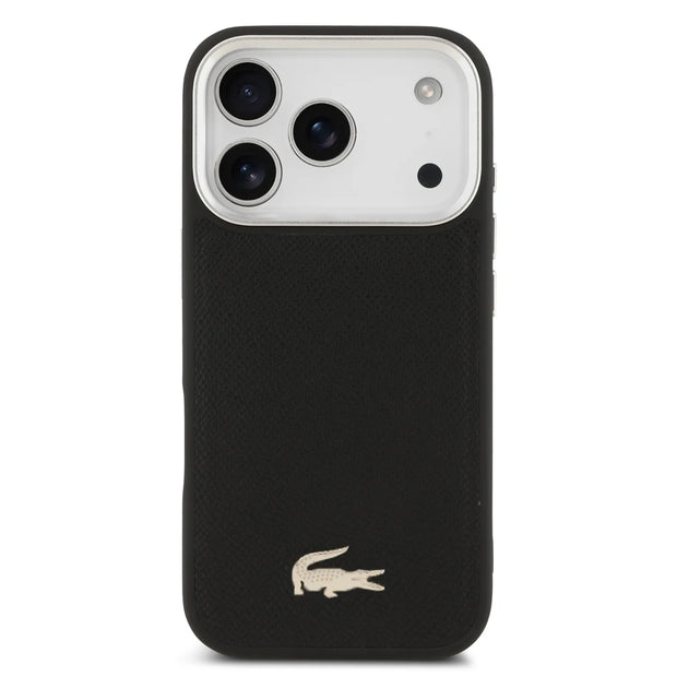 Lacoste Luxury MagSafe PU Leather Hard Case – iPhone 17 Pro Max | Black