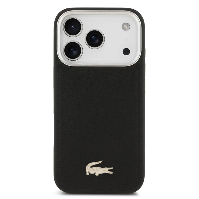 Lacoste Luxury MagSafe PU Leather Hard Case – iPhone 17 Pro Max | Black