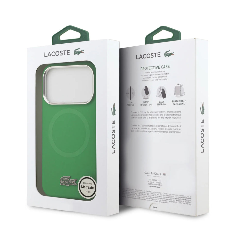 Lacoste Luxury MagSafe Silicone Case – iPhone 17 Pro Max | Estragon Green