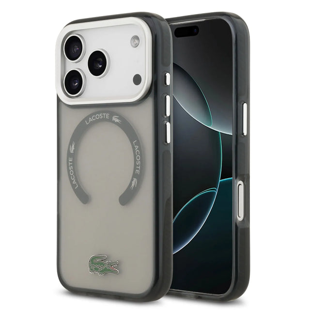 Lacoste Luxury MagSafe Transparent TPU+PC Case – iPhone 17 Pro Max | Olive Gray