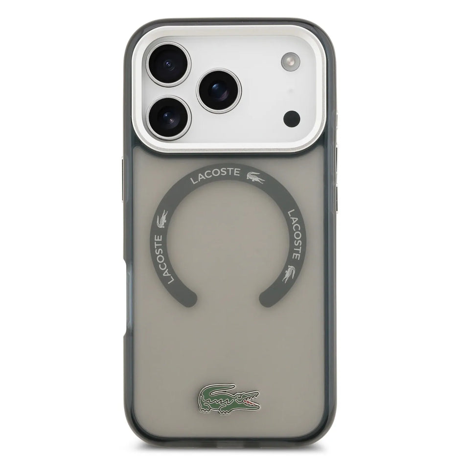 Lacoste Luxury MagSafe Transparent TPU+PC Case – iPhone 17 Pro Max | Olive Gray