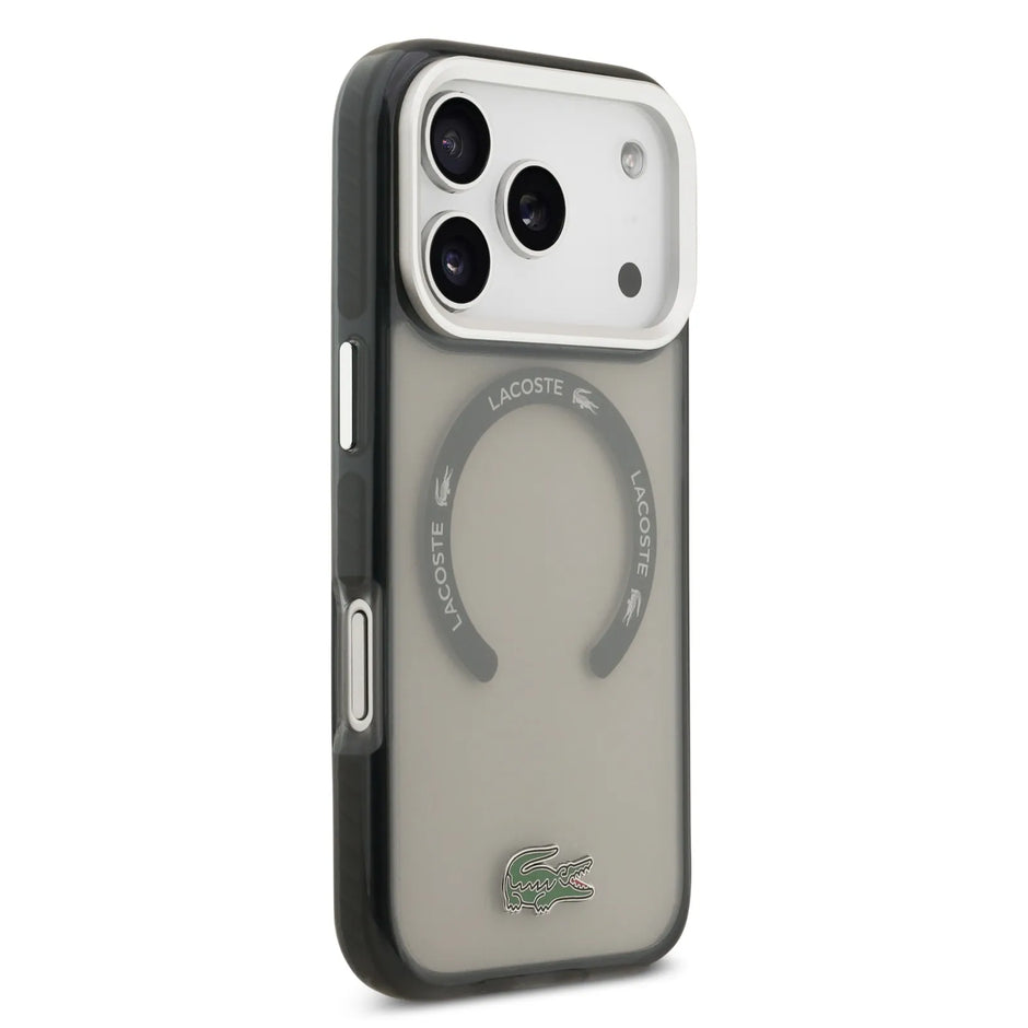 Lacoste Luxury MagSafe Transparent TPU+PC Case – iPhone 17 Pro Max | Olive Gray