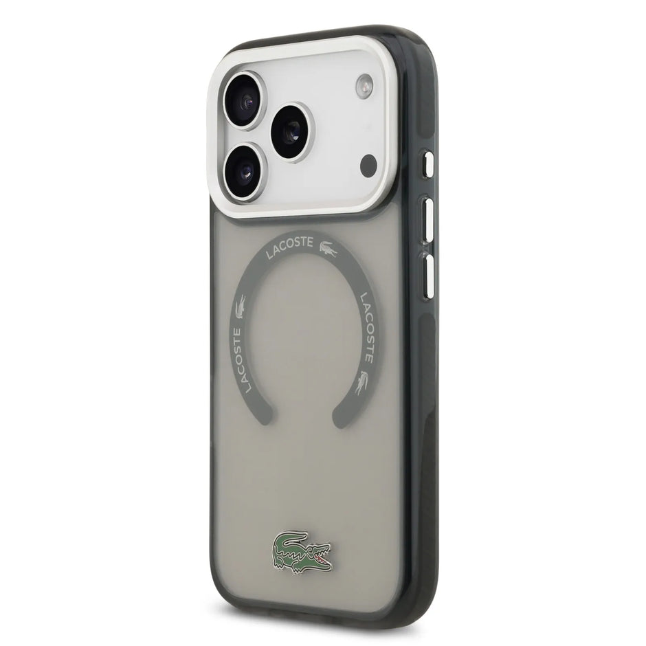 Lacoste Luxury MagSafe Transparent TPU+PC Case – iPhone 17 Pro Max | Olive Gray