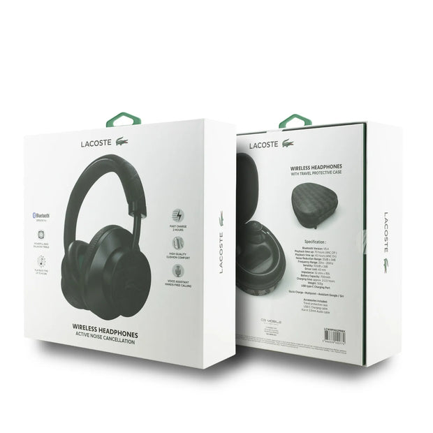 Lacoste Luxury Hybrid ANC Bluetooth Headphones – Black