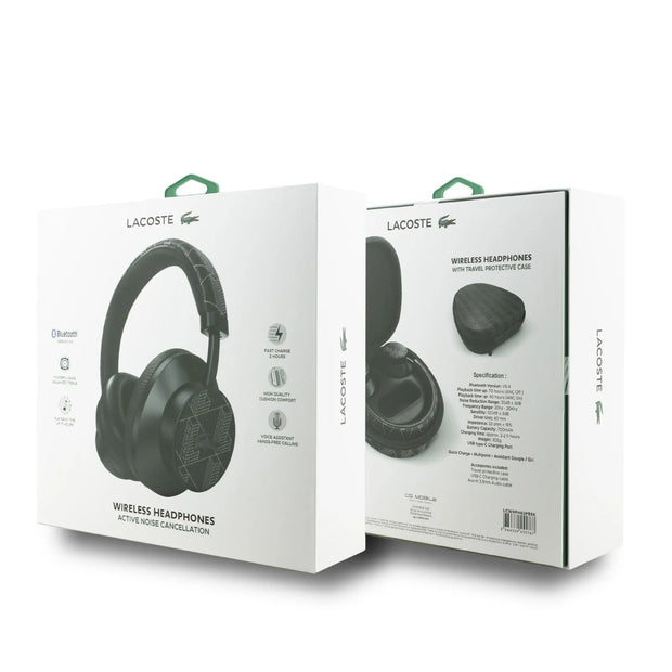Lacoste Luxury Hybrid ANC Bluetooth Headphones – Black