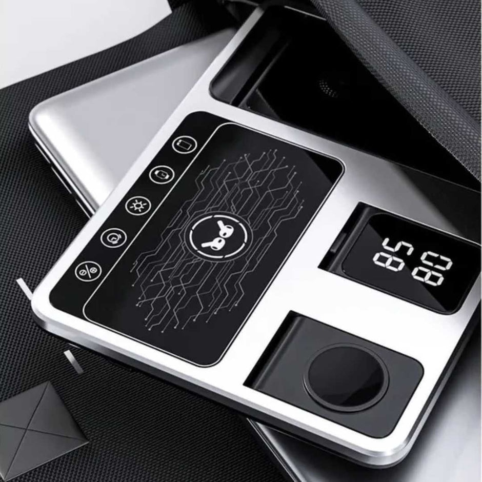 قال ChatGPT:  עמדת טעינה אלחוטית חכמה 4 in 1 Wireless Charging Station – אפור ⚡💎✨