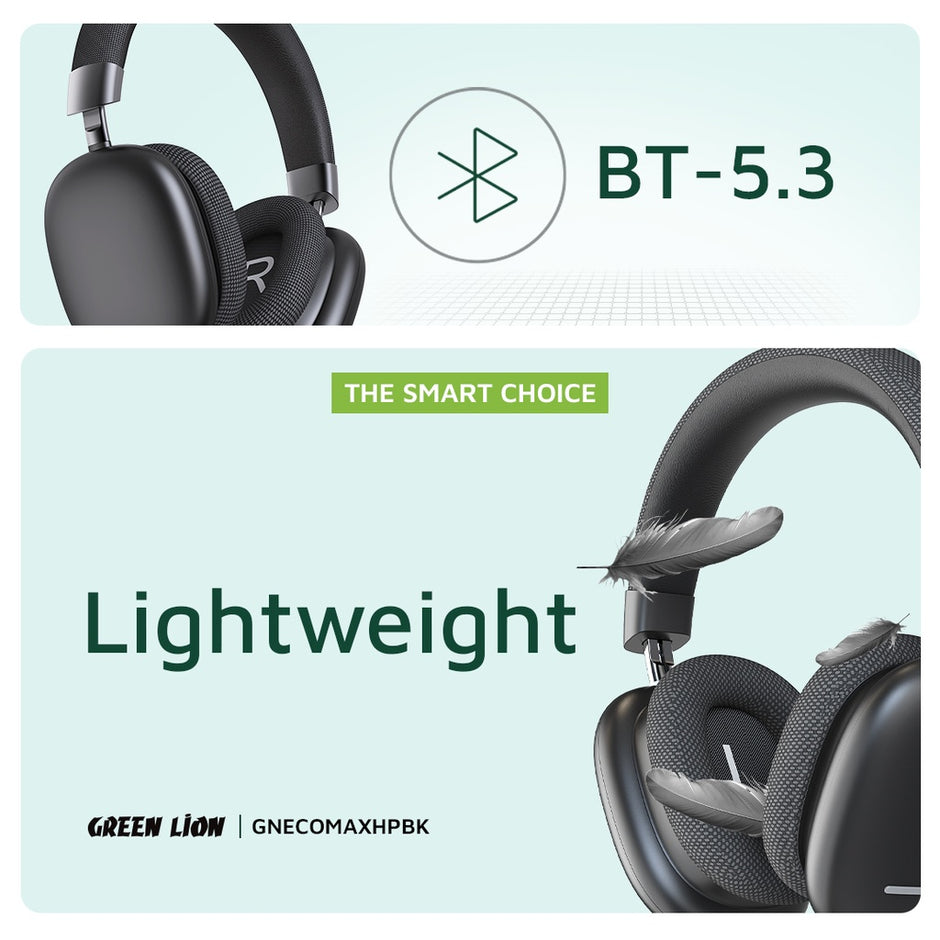 אוזניות אלחוטיות Green Lion Echo Max Headphone – שחור 🎧🖤